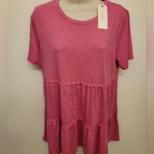 Greige Baby Doll Tiered Top